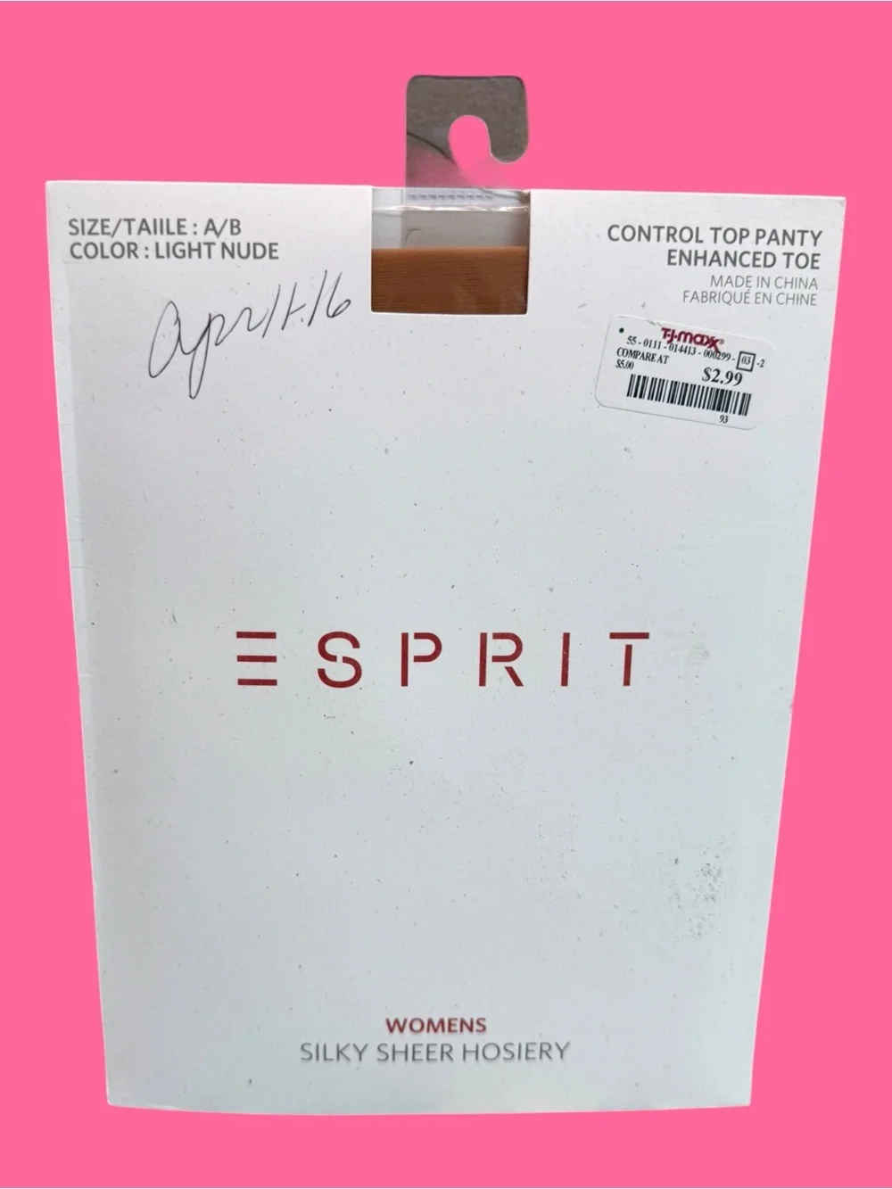 Esprit Silky Sheer Control Top Pantyhose Light Nude Size A/B Enhanced Toe